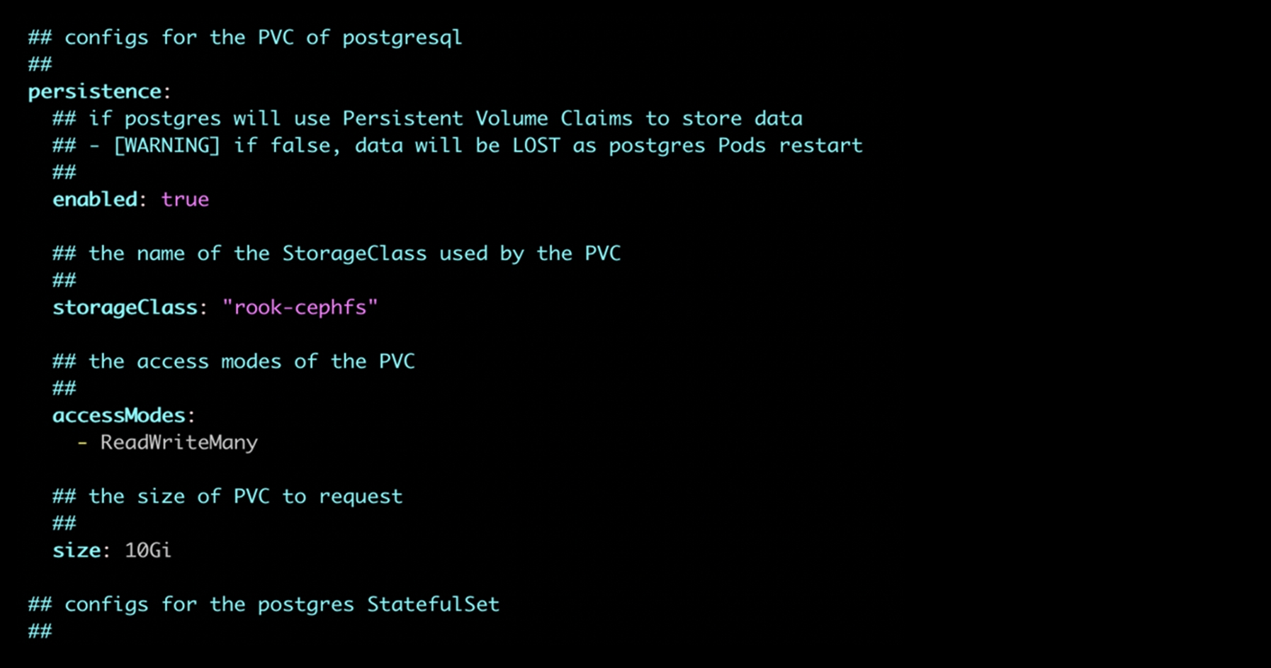 Steps to add PVC for PostGres